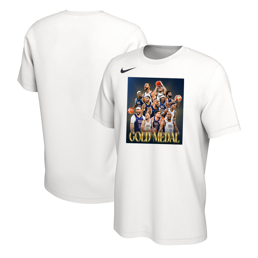 Men 2024 USA Champions white nike t shirts style 2